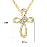 14k Yellow Gold 0.10ctw Diamond 3-Stone Infinity Ribbon Cross Pendant Necklace