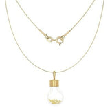 14k Yellow Gold Cable Wire Necklace & Light Bulb Pendant with Yellow Diamonds
