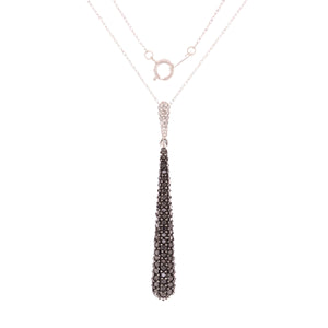 10k White Gold 1.25ctw Black & White Diamond Linear Pendant Necklace 18"