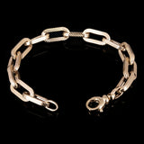 Italian 14k Yellow Gold Hollow Oval Link Rope Textured Bracelet 7.5" 8.5mm 7.7g