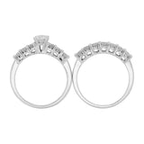 14k White Gold 1 1/2ctw Diamond Matching Engagement Ring & Wedding Band Set Sz 7