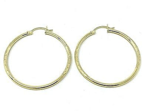 14k Yellow Gold Hollow Hoop Loop Round Earrings 1.5" 2.25mm 2.8 grams