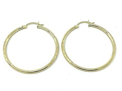 14k Yellow Gold Hollow Hoop Loop Round Earrings 1.5