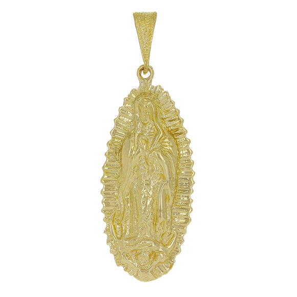 14k Yellow Gold Virgin Mary Lady of Guadalupe Pendant Religious Charm 7 grams