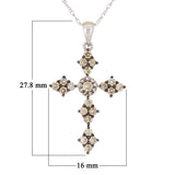 14k White Gold 0.63ctw Champagne Diamond Celtic Cross Pendant Necklace 18"