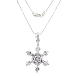 14k White Gold 0.53ctw Brilliant Diamond Snowflake Pendant Necklace