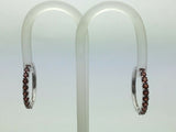14k White Gold Hoop Loop Earrings with Natural Garnet Gemstones 6.2gram