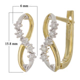 10k Two Tone Gold 0.17ctw Diamond Infinity Figure Eight Oblong Hoop Earrings