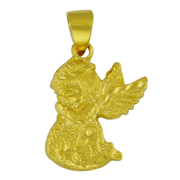 14k Yellow Gold Praying Guardian Angel Charm Pendant 2.2 grams