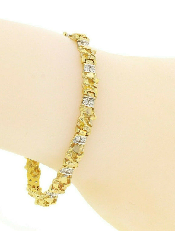 10k Yellow Gold Diamond Nugget Bracelet 7