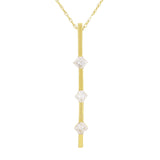 14k Yellow Gold 0.50ctw Princess Diamond Three-Stone Bar Pendant Necklace 18"