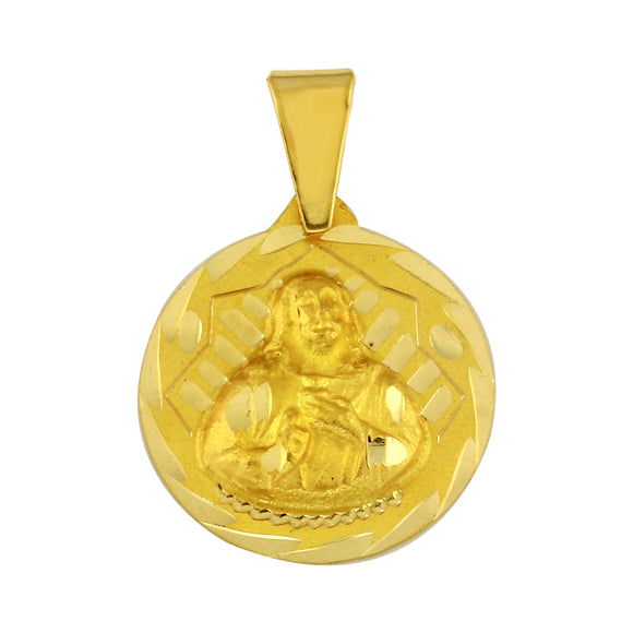 14k Yellow Gold Sacred Heart of Jesus Medal Charm Pendant 2.8 grams