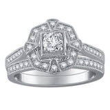 14k White Gold 0.50ctw Diamond Engagement & Wedding 2 Piece Bridal Ring Set