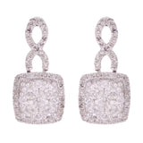 14k White Gold 0.75ctw Diamond Square Ribbon Dangle Earrings