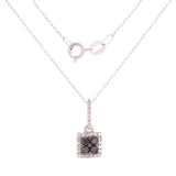 10k White Gold 0.26ctw Black & White Diamond Square Dangle Pendant Necklace 18"