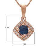 14k Rose Gold 0.10ctw Sapphire & Diamond Square Swirl Pendant Necklace