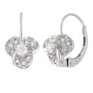 14k White Gold 0.32ctw Diamond Flower Drop Earrings