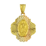 14k Tri Color Gold Virgin Mary Lady of Guadalupe Religious Charm Pendant 6.2gram