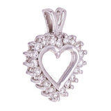 14k White Gold 0.25ctw Natural Round Diamond Small Open Heart Charm Pendant