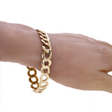 Men's 10k Yellow Gold Solid Flat Cuban Link Chain Bracelet 7" 11.5mm 17.5 grams