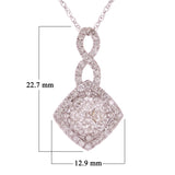 14k White Gold 0.75ctw Diamond Ribbon Square Drop Pendant Necklace