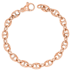14k Rose Gold Solid Puffy Mariner Gucci Link Chain Bracelet 7" 7.5mm 21.7grams