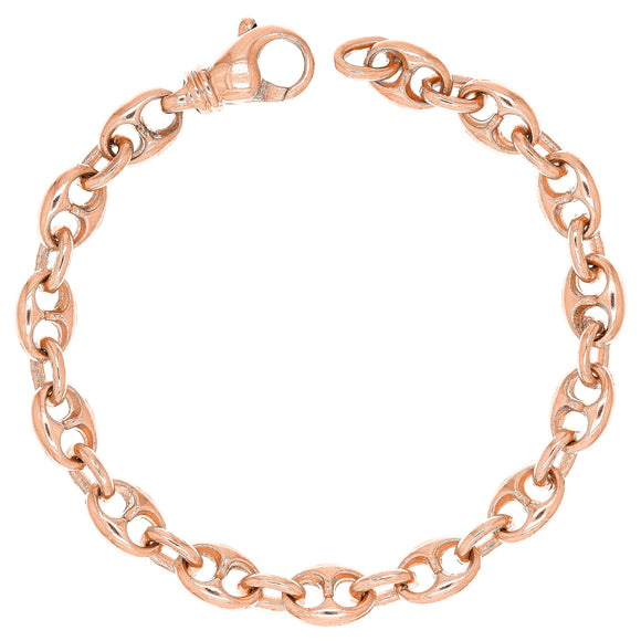 14k Rose Gold Solid Puffy Mariner Gucci Link Chain Bracelet 7