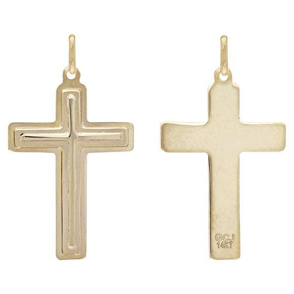 14k Yellow Gold Solid Traditional Cross Pendant 2.4 grams