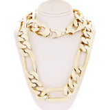 14k Yellow Gold Figaro Chain Necklace Solid Heavy Link 26" 21 mm 442.3 grams