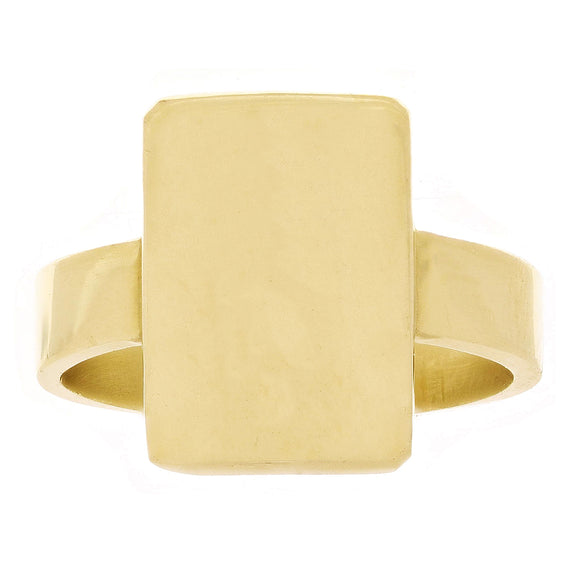 14k Yellow Gold Rectangle Signet Ring Size 8 - 15.6mm 7.6 grams