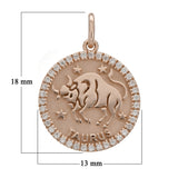 14k Rose Gold  Diamond Zodiac Sign Taurus Pendant