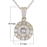14k White Gold 1ctw Diamond Halo Circular Pendant Necklace 18"