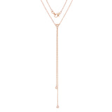 14k Rose Gold 0.27ctw Diamond 3-Stone Double Drop Modern Y-Necklace 17"