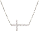 14k White Gold 0.2ctw Diamond Bright Polished Cross Pendant Necklace 16"