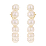 14k Yellow Gold Fresh Water Pearl Drop Curved Earrings 1.2" 4.4 grams