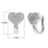 14k White Gold 1/3ctw Brilliant Diamond Heart Huggie Earrings