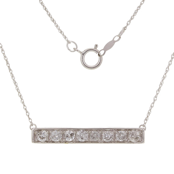 14k White Gold 0.75ctw Diamond Floating Bar Pendant Layer Necklace