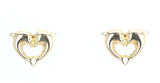 14k Yellow Gold Kid Baby Heart Dolphin Stud Earrings 0.5g