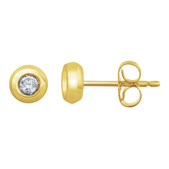 14k Yellow Gold 0.15ctw Diamond Solitaire Modern Stud Earrings