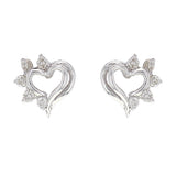 14k White Gold 0.20ctw Diamond Heart Stud Earrings