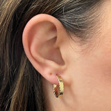 Italian 14k Yellow Gold Hollow Flat Rope Hoop Earrings 20.6mmx4mm 2.1 grams