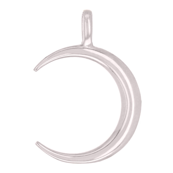 14k White Gold Crescent Moon High Polished Charm Pendant 2.2 grams