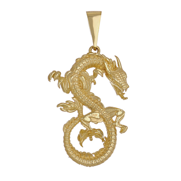 22k Yellow Gold Solid Detailed 3D Good Luck Dragon Charm Pendant 8.6 grams