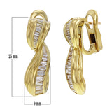 18k Yellow Gold 1.90ctw Diamond Channel Double Shell Drop Dangle Earrings