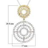 14k Two Tone Gold 0.50ctw Diamond Double Circle Drop Pendant Necklace 18"