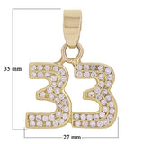 14k Yellow Gold 1.28ctw Diamond Number 33 Bold Hip Hop Athletic Sport Pendant