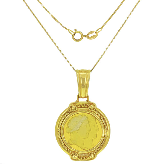 18k Yellow Gold Tagliamonte Venetian Glass Intaglio Detailed Cameo Necklace Set