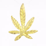 14k Yellow Gold Diamond Cut Marijuana Leaves Leaf Weed Charm Pendant 1.7 grams