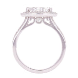 14k White Gold 1.36ctw Diamond Halo Split Shoulder Sideways Engagement Ring