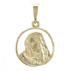 10k Yellow Gold Blessed Virgin Mother Mary Religious Charm Pendant 3 grams